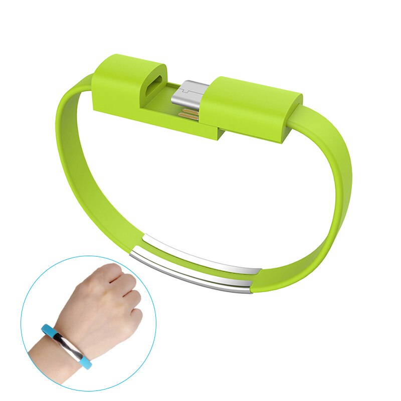 OLAF Type C Armband kabel Mobiele Telefoon kabels usb Opladen Data Cord Voor Samsung s8 s9 s10 Huwei P30 C type-C korte usb-kabel: Green