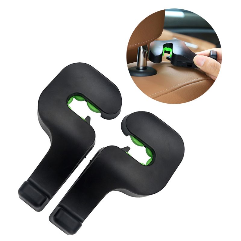 Crochet pour appui-tête de voiture, 2 pièces, crochet pour siège arrière, pour sac à main, bourse, épicerie, Port Y4UA: BK