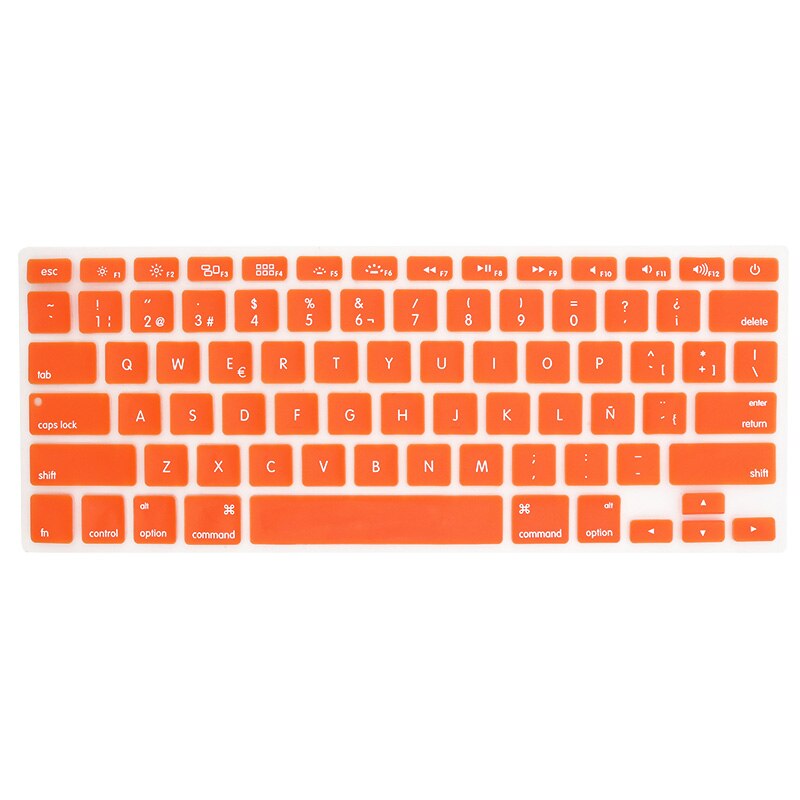 Osłona klawiatury naklejka silikonowa wersja amerykańska język hiszpański list Protector dla Macbook Air 13 Pro 13 15 17 Retina Film: Orange