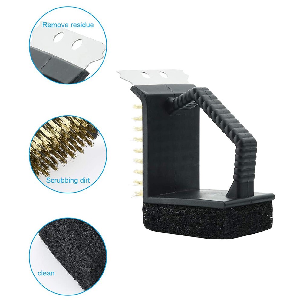 Cepillo rascador para parrilla, 2 uds., almohadilla de exfoliación para barbacoa, alambre de latón, cerdas 3 en 1, limpieza de rejillas, limpiadores, utensilios de cocina para Camping, accesorios