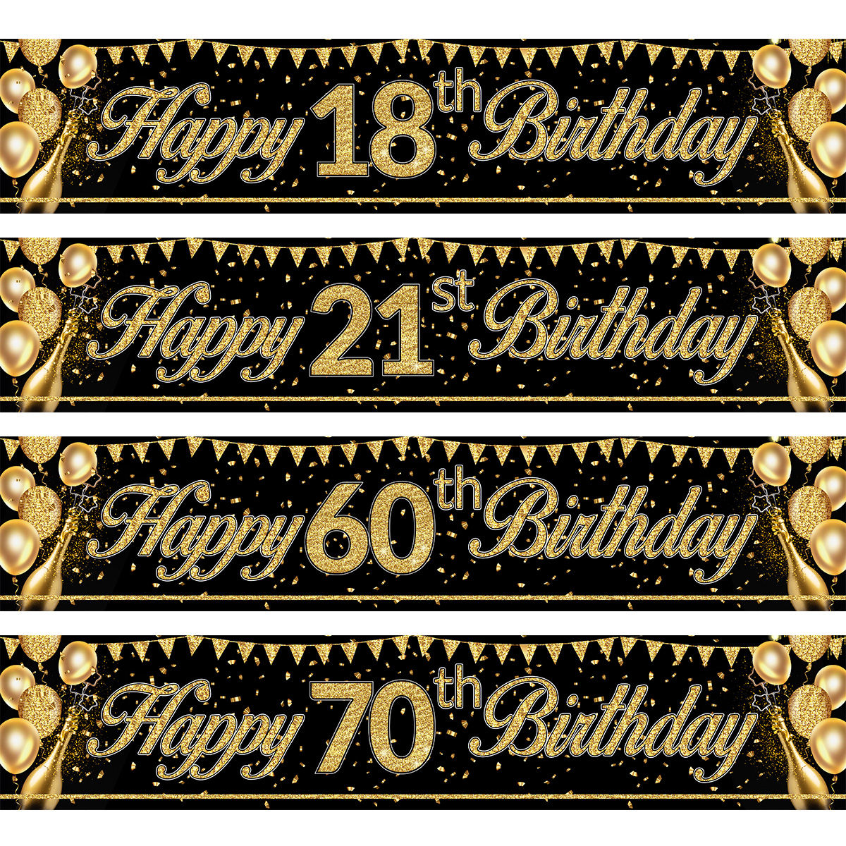 18 21 60 70 años pancartas de feliz cumpleaños decoraciones para de cumpleaños adultos negro oro suministros para de aniversario accesorios para fotos