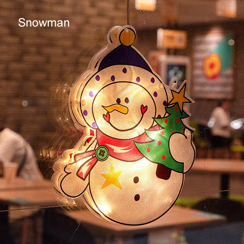 Outdoor Kerst Silhouet Led Kerstboom Gordijn Lichten Met Zuignap Voor Christmas Party Home L: Snowman