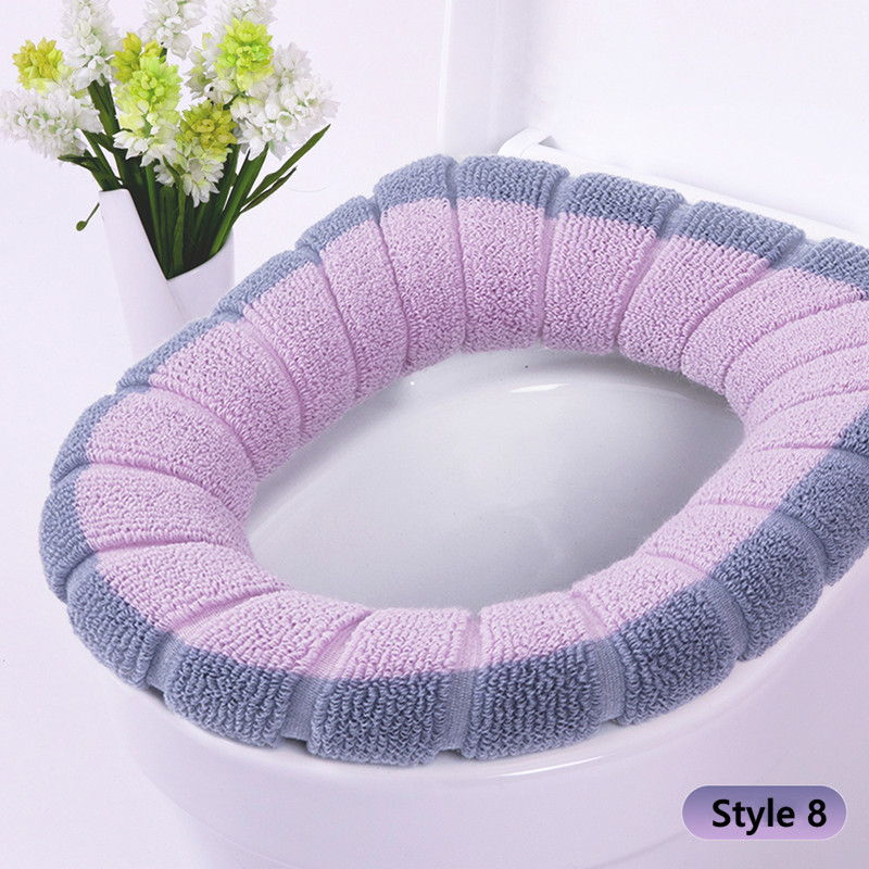 Universal Warm Toilet Seat Cover Pads Washable Cushion Mat Bathroom Accessories for Home Decor: Style 8