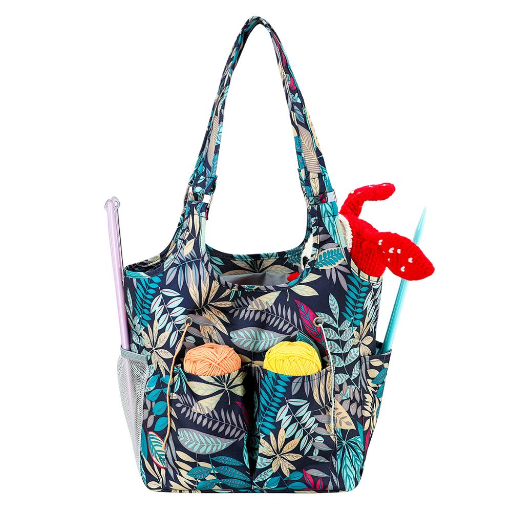 Strikkeoppbevaringspose garn strikking hekle tote bag diy strikking arrangør kvinners veske sy hekleposer til garn