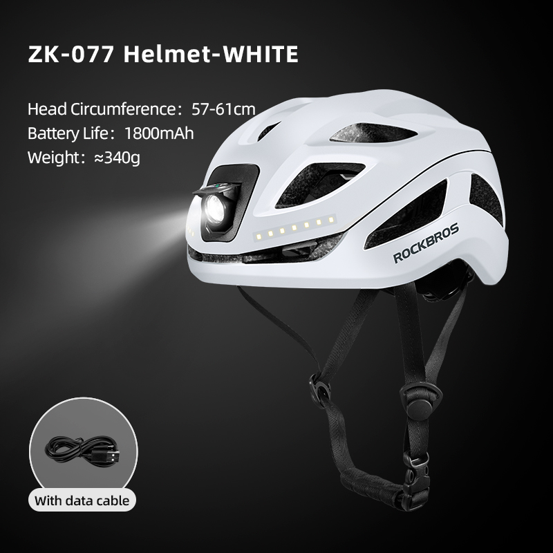 ROCKBROS Bicycle Light Helmet Type-C Charging Cycling Helmet Rechargeable Adjustable MTB Safely Mountain Road Scooter Helmet: black