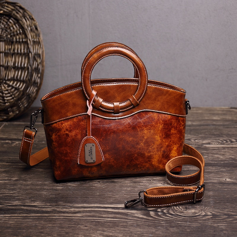 Vintage tas voor dames, leren handtassen, retro crossbody tassen voor dames, schoudertas, zwarte handtas, bolso mujer  xd11: Bruin