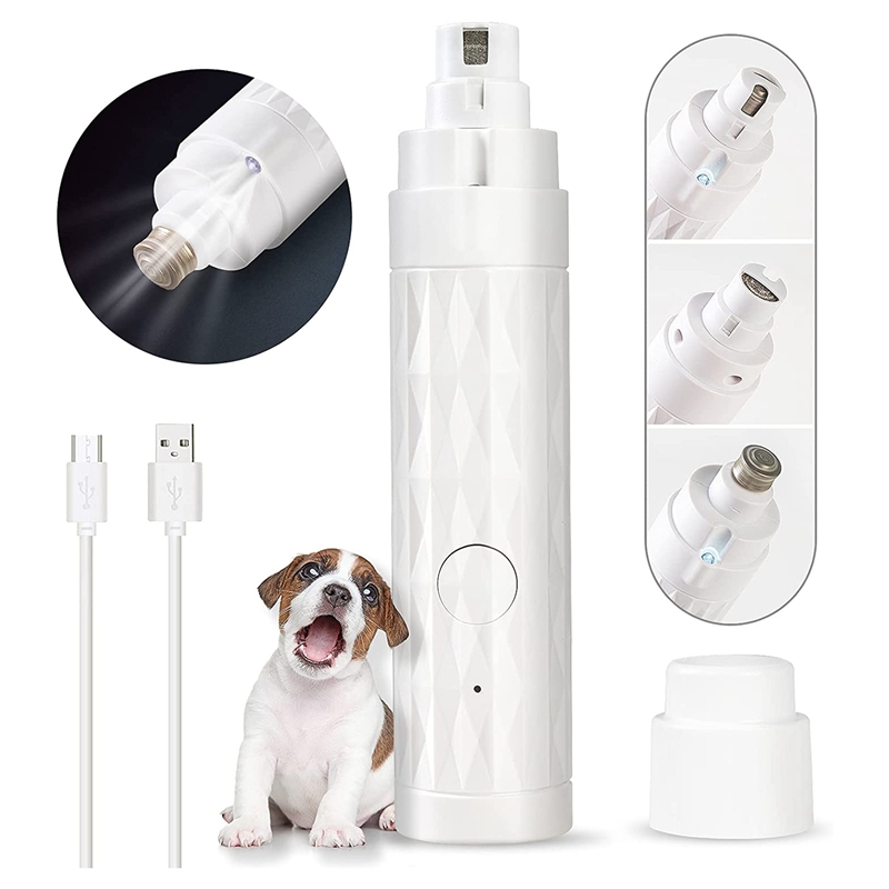 Amoladora de uñas eléctrica para perros, cortadora de uñas con luz LED, recargable, automática, para gatos