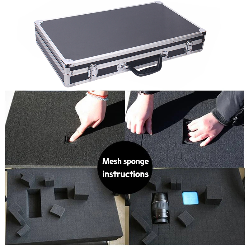 Caja de herramientas Caja de herramientas de aluminio Caja de herramientas portátil para mecánico Maleta de gran capacidad Estuche rígido 58x32x8,5 cm Caja de herramientas rectangular