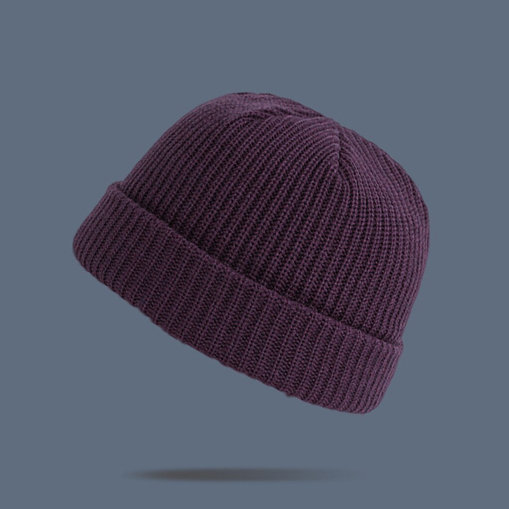 Gorros De lana para hombre y Mujer, gorros De invierno cálidos, casuales, De punto, De Color sólido, combina con todo, Unisex: Morado