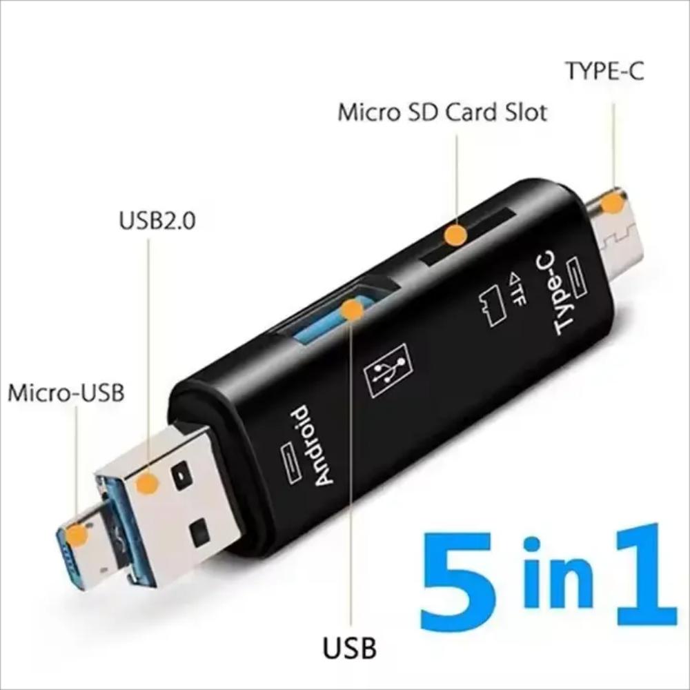Nowy wielofunkcyjny czytnik kart pamięci USB 2.0 typu C USB Micro USB SD TF 5 w 1 dla komputerów z systemem Android Adapter OTG typu C