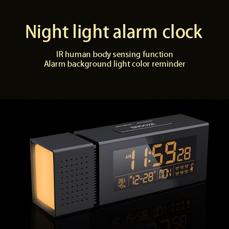 Multifunctional Alarm Clock Sound and Light Alarm Digital Clock Household Night Light IR Human Body Induction Function