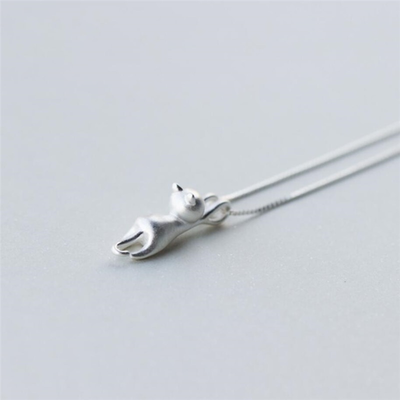 Leuke Kat Hanger Koreaanse 925 Sterling Zilveren Temperament Persoonlijkheid Mode Vrouwelijke Sieraden Ketting SNE012