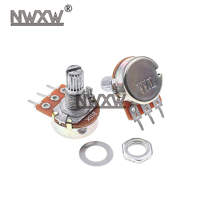 5pcs/lot WH-148 B10K 10k single 3-pin volume adjustment potentiometer B103 shaft length 15mm with nut and washer