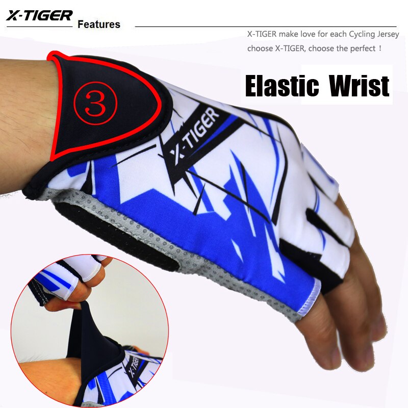 X-tiger-guantes de Ciclismo de , guantes a prueba de golpes con medio dedo para bicicleta de montaña y ciclismo, ropa deportiva para hombre