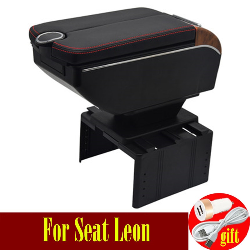 Boîte accoudoir, Double portes, pour Seat Leon, boîte de rangement, accoudoir avec Console centrale, 7usb