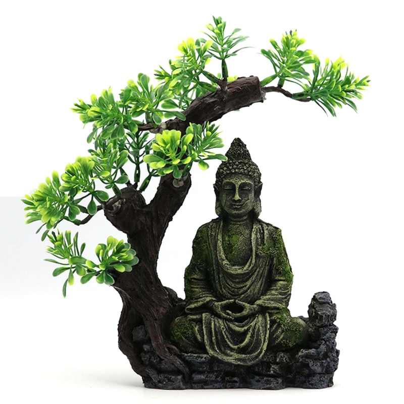 Ancient Buddhism Statue in Zen Fish Tank Landscaping Ornament Simulation Crafts Aquarium Decorations Fish Hiding Place Decor C42