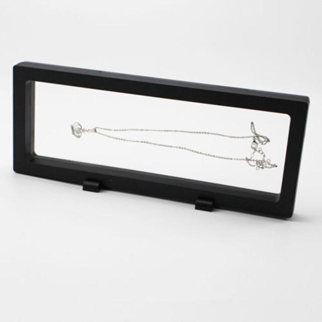 3D Floating Picture Frame Elasticity Clear Films Suspension Packing Box Pictures Protect Jewellery Display Stand Frame: Black 230x90mm