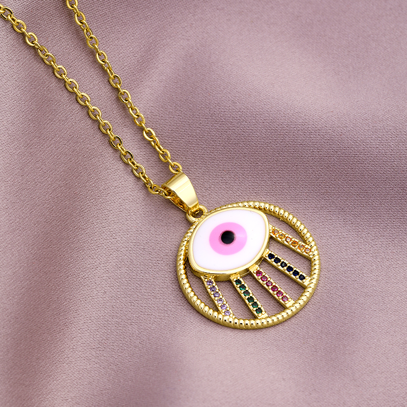 Evil Eye Pendant Necklaces Stianless Steel Chain Gold Color Turkish Girls Women Blue Devil Eye Jewelry: White A / 60cm