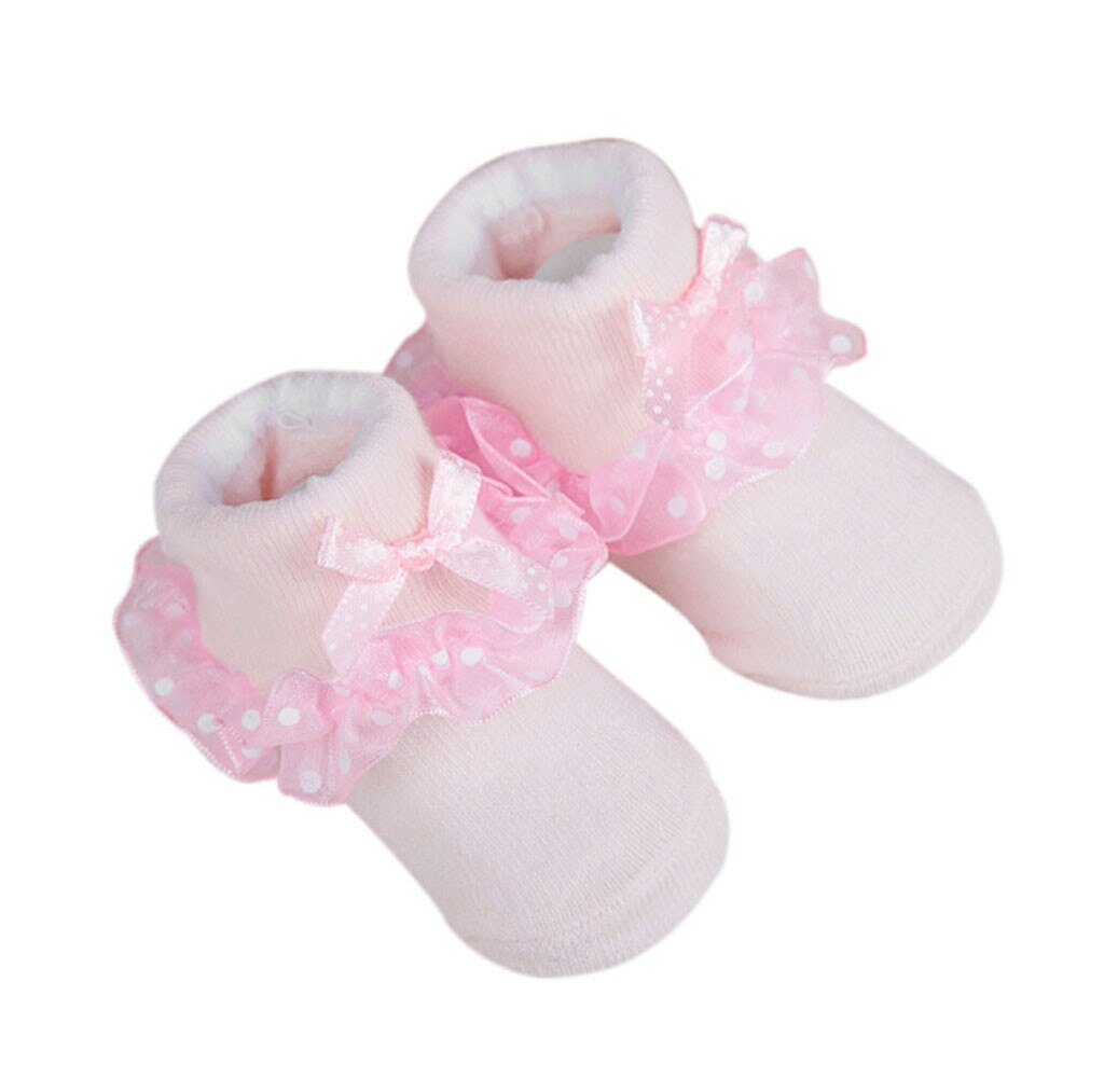 Toddlers Combed Cotton Ankle Socks Baby Girls Bowknots Socks Soft Sole Anti-Slip Baby First Walkers Shoes: Pink