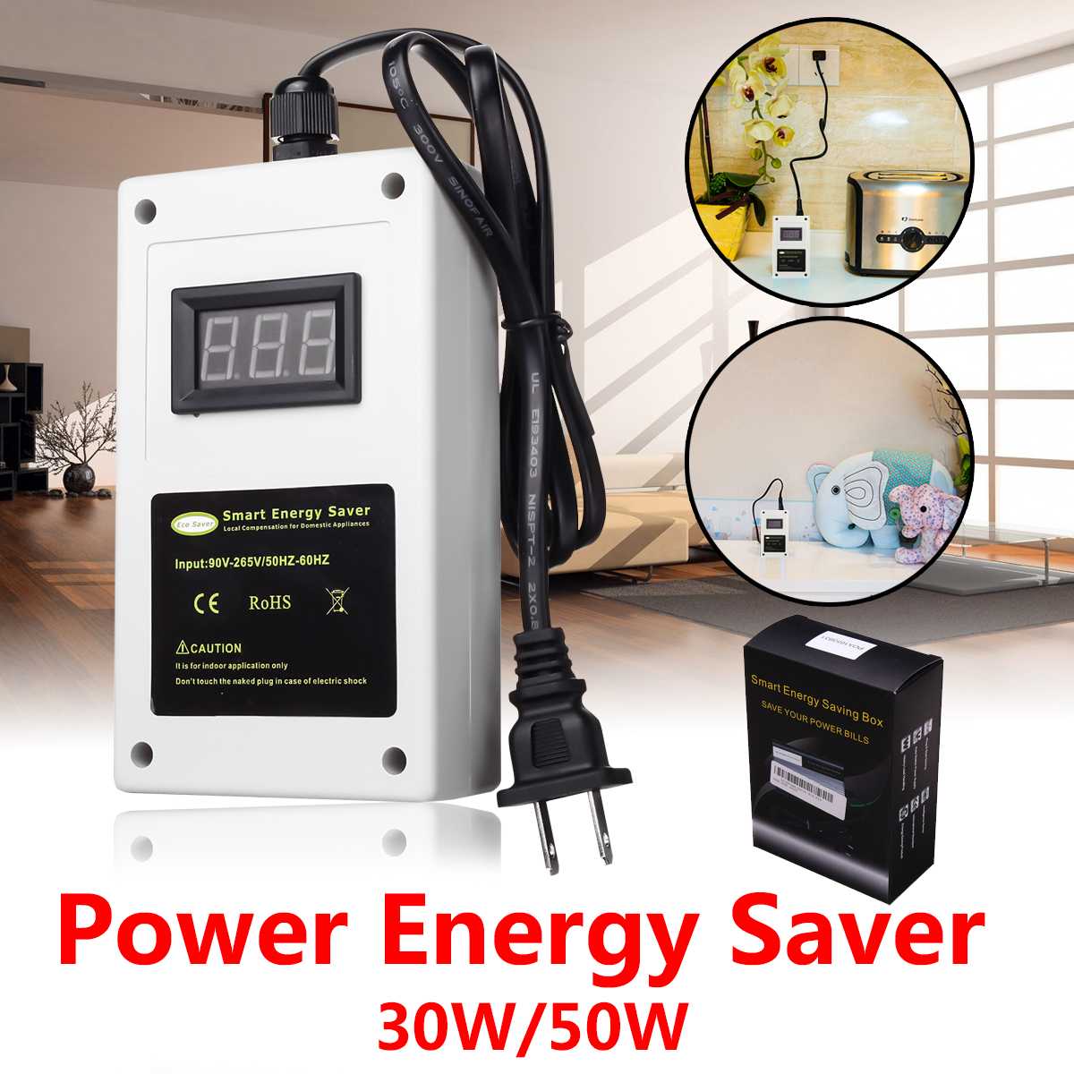 LEORY Smart Power Saver Plug - 30KW Digital Voltage - For Home Office Commercial Use