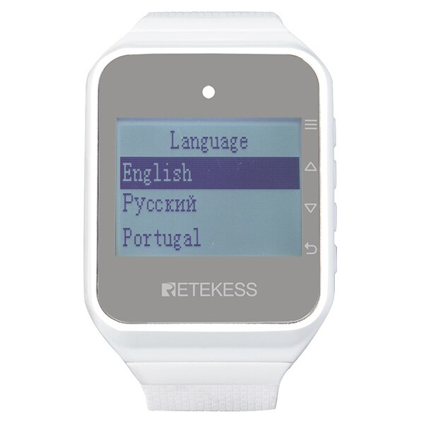 Retekess Wireless Calling System Nurse Call Watch Receiver+10 Call Bell Emergency Call Button for the Elderly Call Service: White-EN-RU-PT