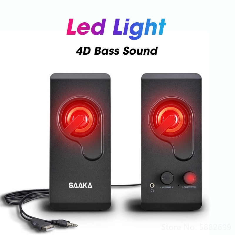 Altavoces envolvente 4D para ordenador portátil, barra de sonido de graves estéreo, Subwoofer, Sistema de música HIFI, no Bluetooth, USB