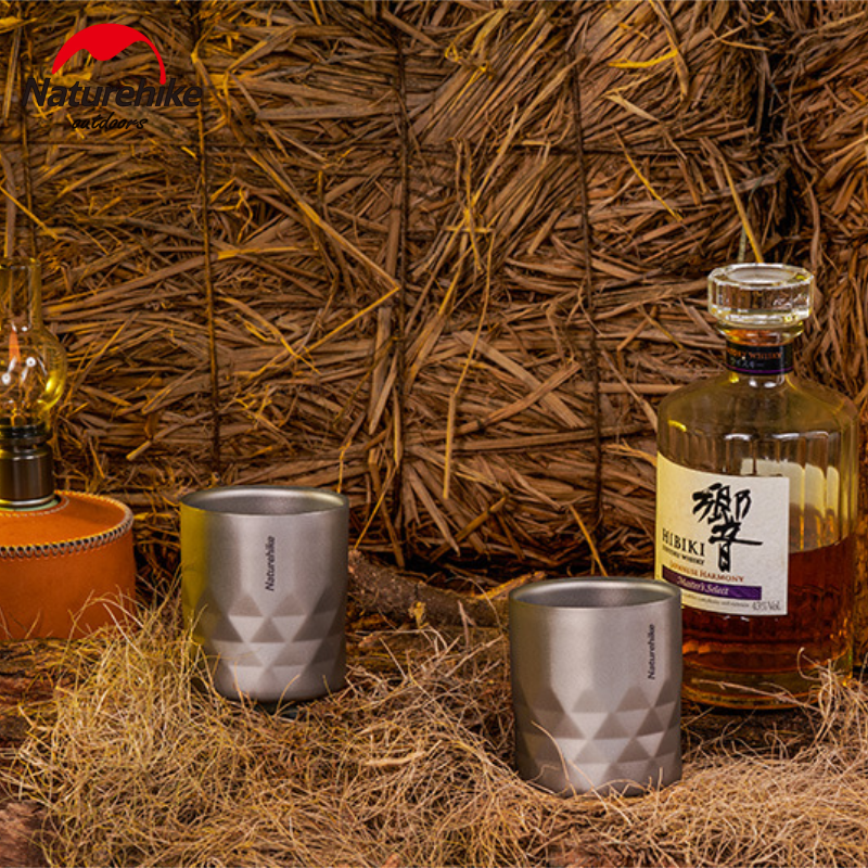 Naturehike Outdoor Titanium Cup 280Ml Draagbare Dubbele Laag Lichtgewicht 78G Camping Picknick Servies Theekopje Water Beker Wijn Glas