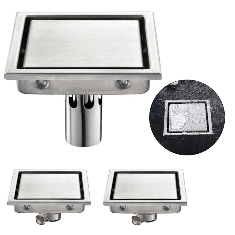 Modern Bathroom Shower Floor Drain Tile Insert Square Floor Waste Grates Shower Drain 304 Stainless Steel Invisible Floor Drain