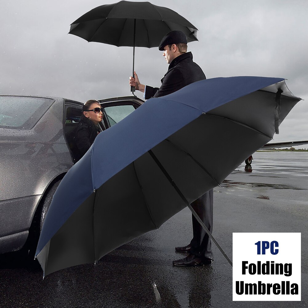 Sombrilla de viaje familiar Extra grande con protección UV resistente al viento de 58 pulgadas para negocios, sombrilla plegable de 3 pliegues para Golf y exteriores