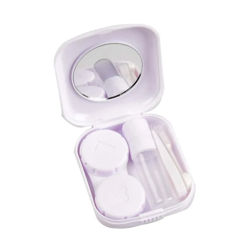 1 Stück quadratischer Mini-Kontaktlinsenbehälter mit Spiegel für Frauen, bunte Linsenbox, Augenbehälter, schöne Reise-Sets