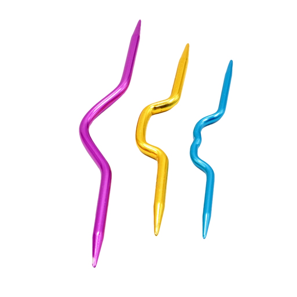 3 tamaños de agujas de gancho de ganchillo de soporte de puntada de Cable de aluminio para tejer DIY