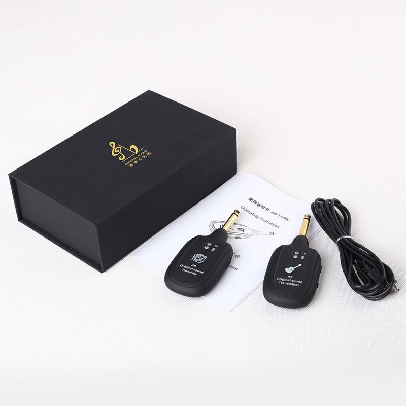 A8 UHF Wireless Guitar System Transmitter Receiver 50M UHF Built-in USB Rechargeable Guitar Wireless System Transmitter Receiver
