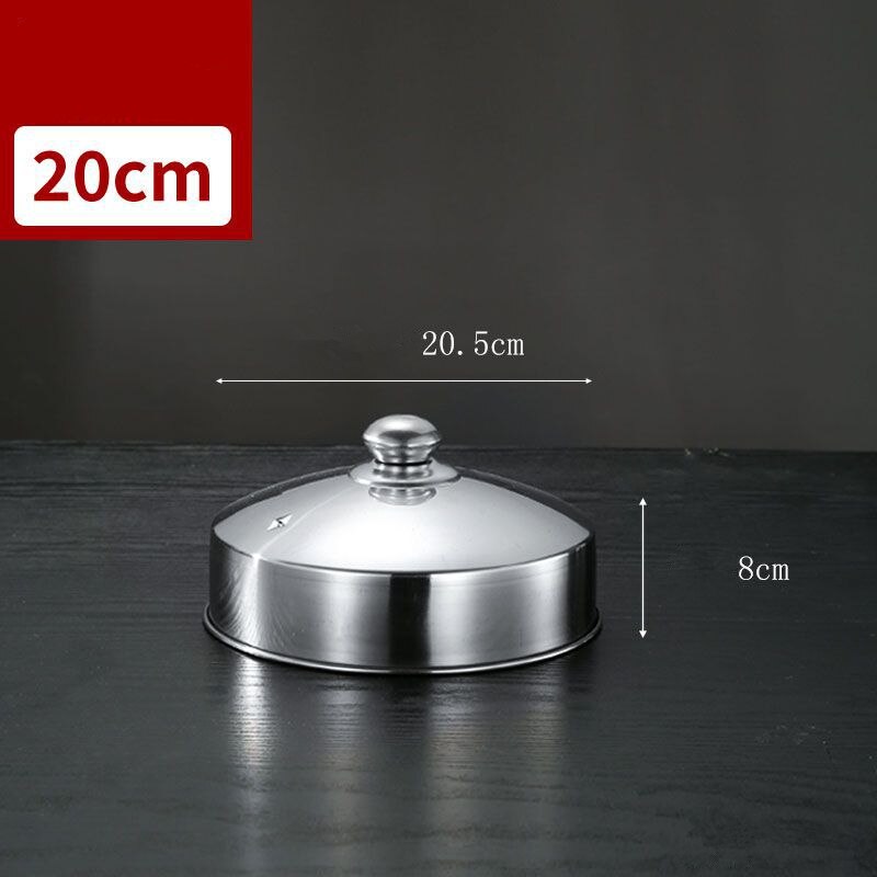 Stainless Steel Food Steamed Instant Pot Steamer Rack Cooker with Cover Food Steaming Tray Grid Double Ear Kitchen Cooking Tool: 20cm Lid