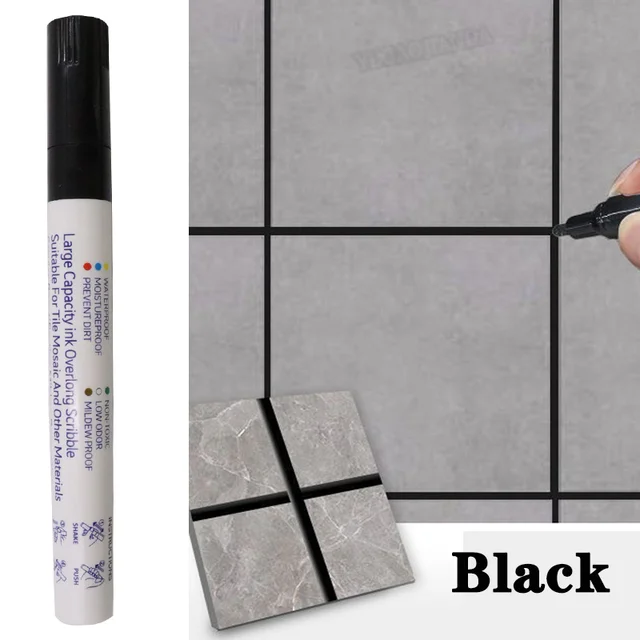 Waterproof Tile Marker Grout Pen Wall Seam for Floor Bathroom Kitchen Toilet Wall Seam Repair Black White Gold Silver Beige: black
