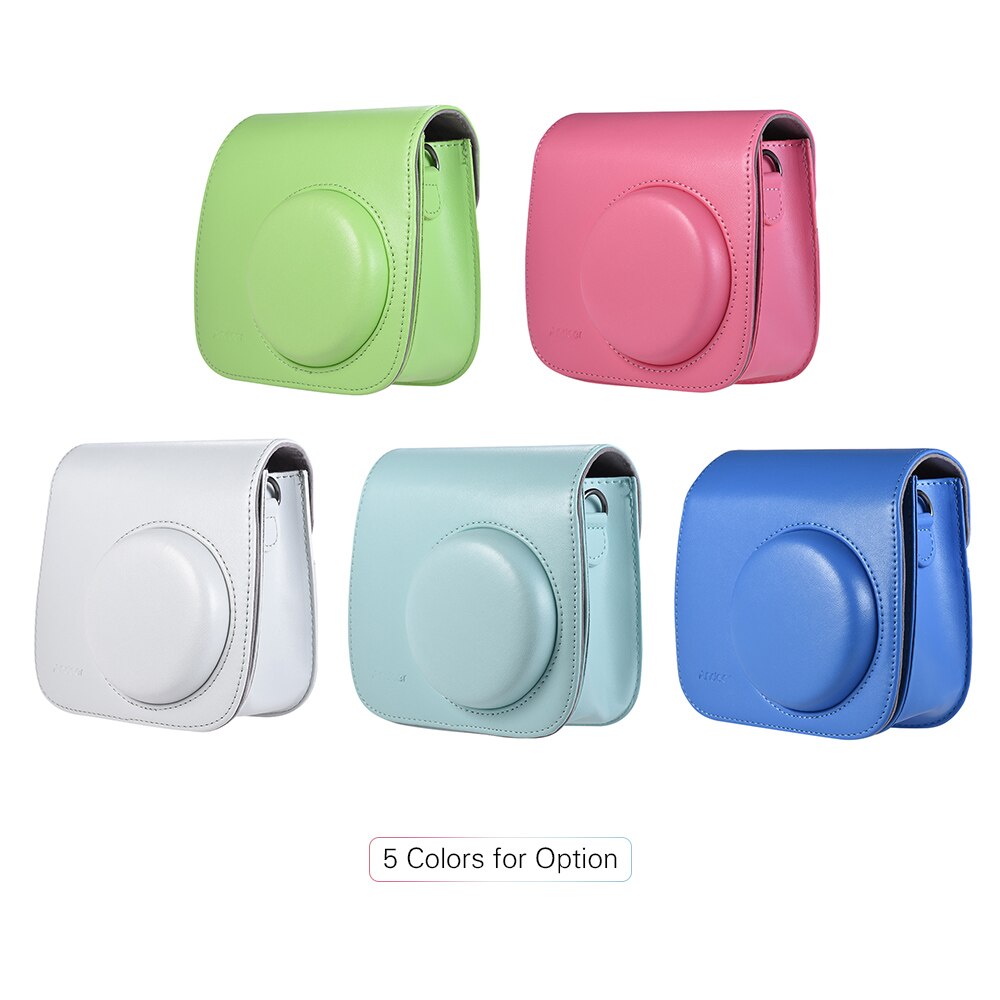 Andoer-funda para cámara instantánea de PU con correa para Fujifilm Instax Mini 8/+ 9/8 flamenco rosa/azul/blanco/verde