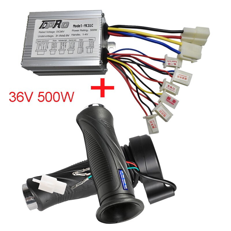 TDPRO 24V/36V/48V 350/500/800/1000W Motor Brush Controller Speed Throttle Twist Grip For Electric Bicycle Scooter ATV Buggy Bike: 36V 500W