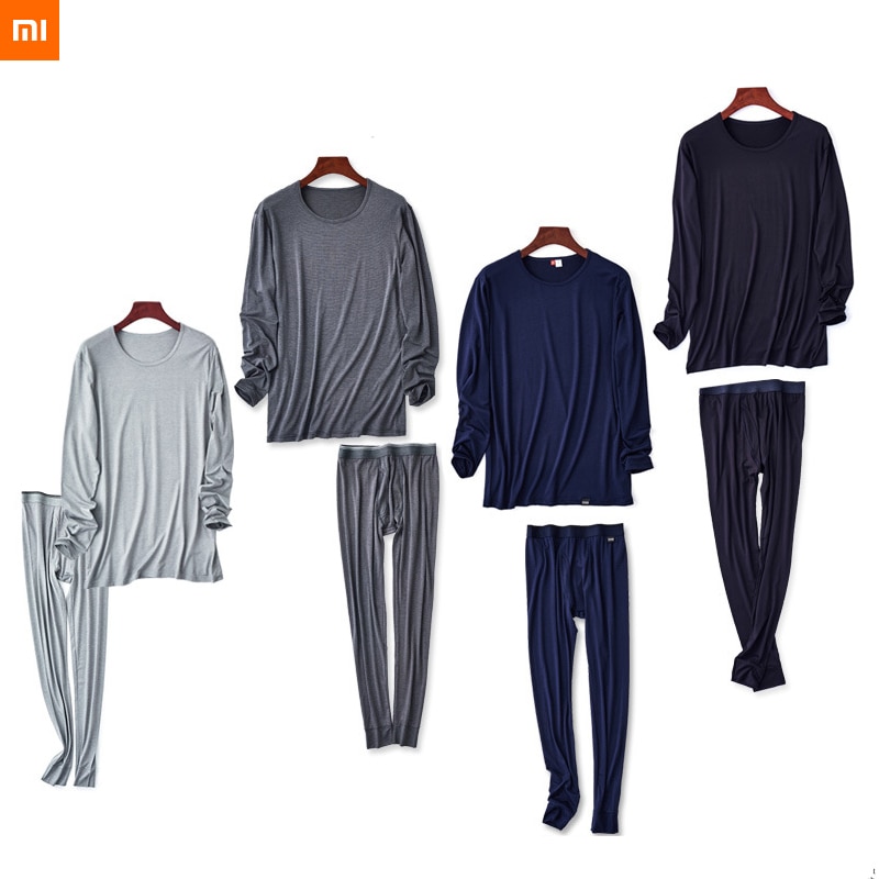 xiaomi Heating fiber thermal underwear skin-friendly men ultra-thin bottoming suits Lightweight warm comfortable 4 colors