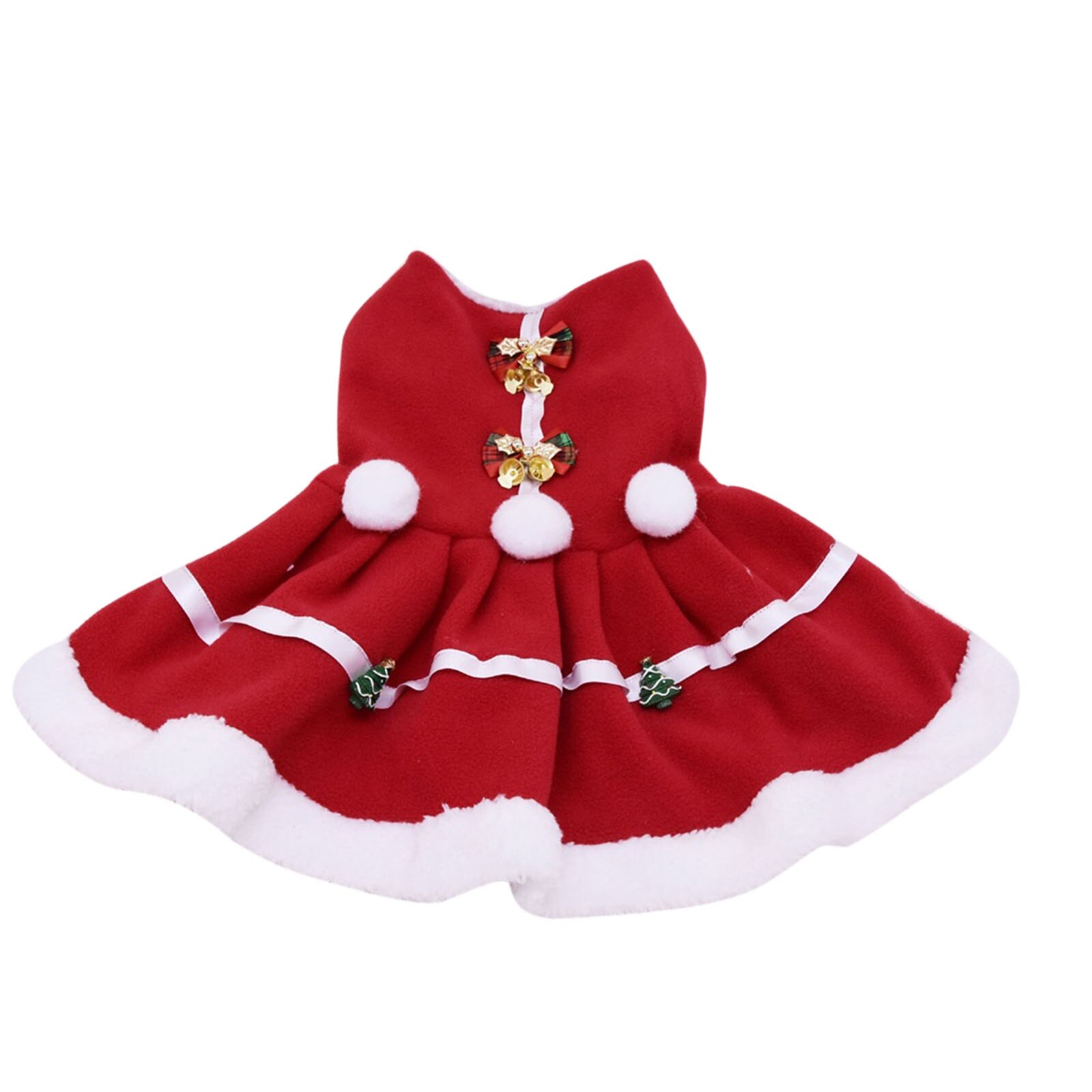 Kerst Hond Strik Kostuum Jurk Puppy Fleece Rok Kleding Herfst Winter Warme Kleding Huisdier Hond Rode Rok Fancy Dress