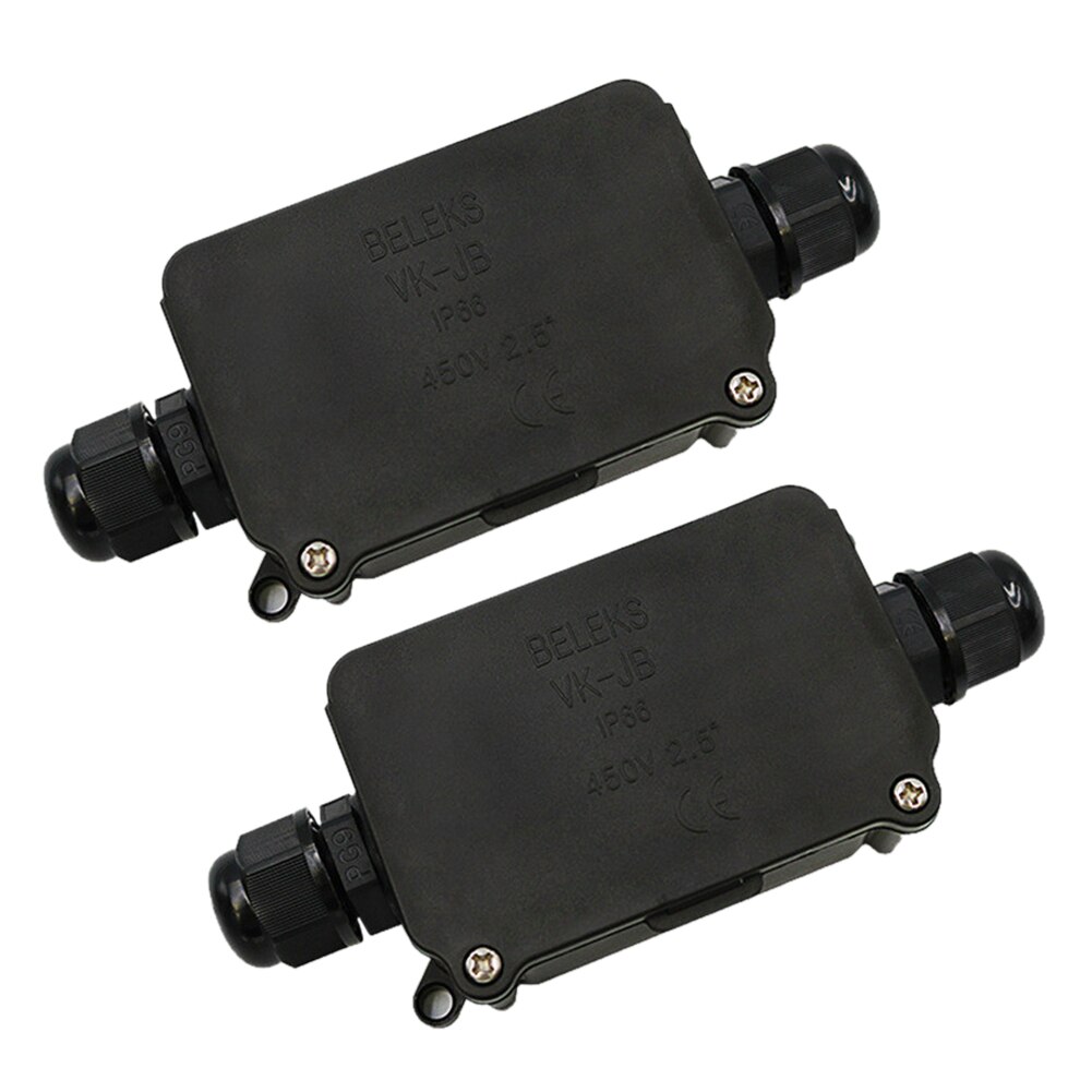 2pcs Cable Connectors Electrical Wiring IP66 Waterproof Anti-UV Outdoor Construction 2 Way Wire Coupler Junction Boxes Practical