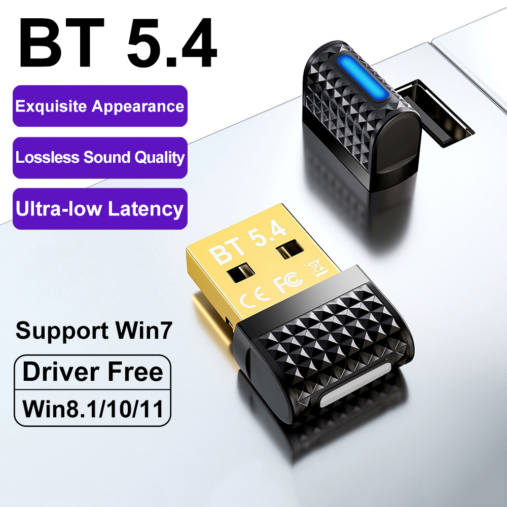 USB Bluetooth 5.4 Adapter Bluetooth Receiver & Transmitter USB 5.4 Dongle for Bluetooth Keyboard/Mouse/Headphone/Speaker/Printer