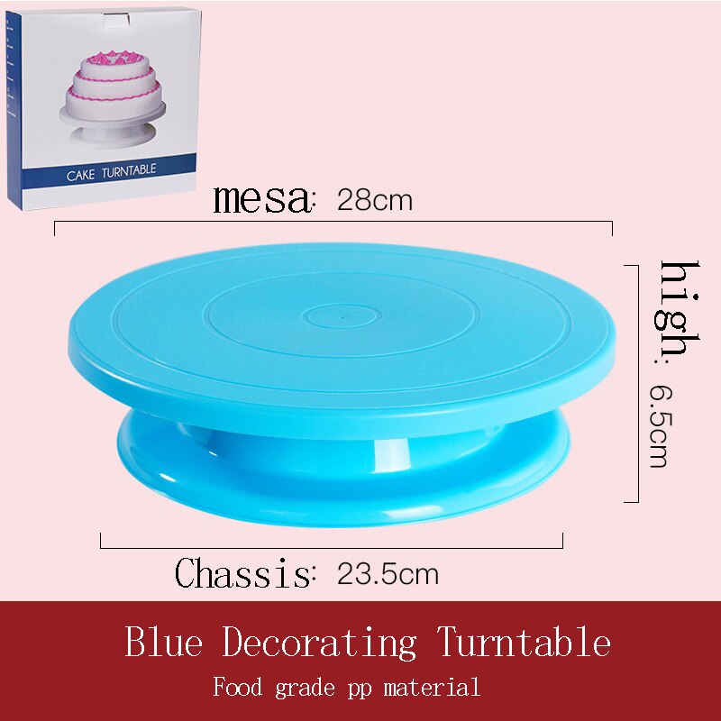 Lidafish kuchenständer, stabiler, rutschfester drehteller, tortendekorationszubehör, backformen, backzubehör für runde kuchen: Blauer plattenspieler