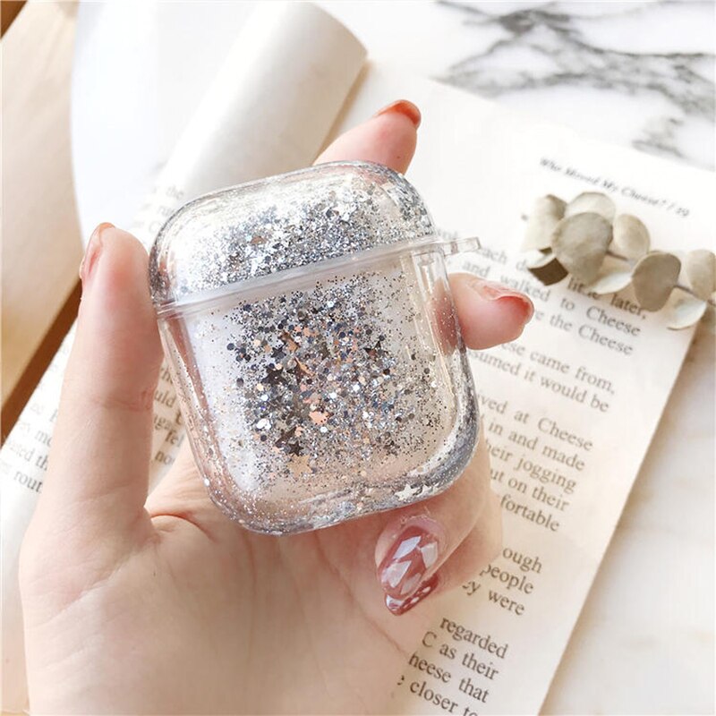 For AirPods Pro Colorful Glitter Dynamic Liquid Quicksand Crystal Clear Case for AirPods 1 2 Transparent Earphone Cover
