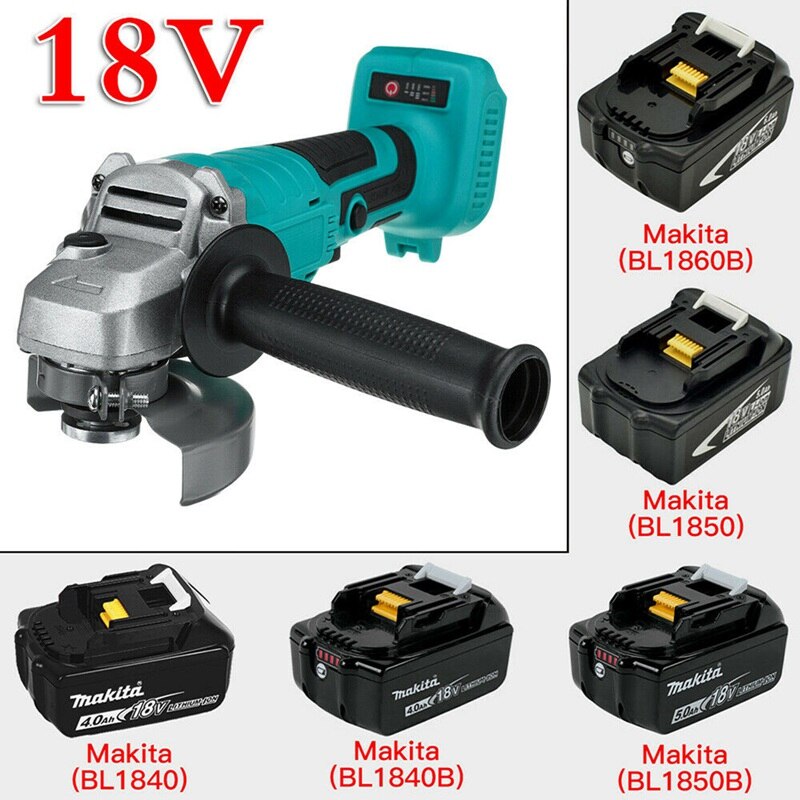 Oppladbar batteridrevet vinkelsliper 125mm polermaskin vinkelsliper til makita børsteløs trådløs sliping 18v litiumbatterier