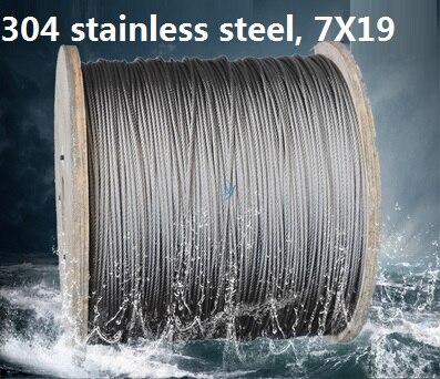 12 MM 3 M, 7X19, 304 roestvrij staaldraad zachter vissen kabel waslijn trekkabel lifting sjorren st