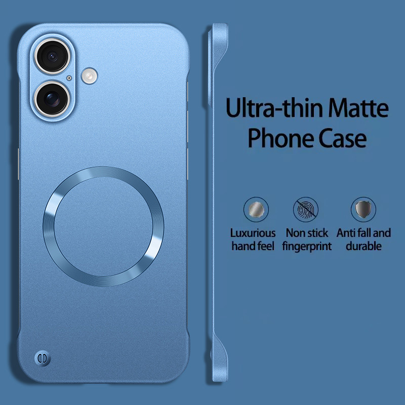 Tynt, matt, metallisk malt pc-magnetisk deksel til iphone 16, 15 pro max, 16 pro plus, for magsafe, rammeløst, lett deksel