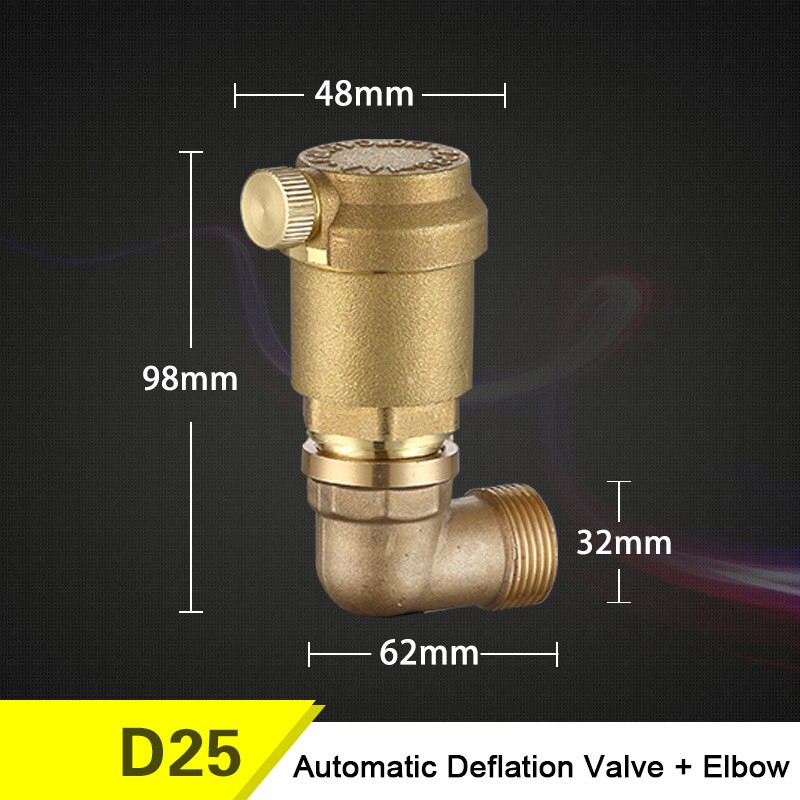 Brass Automatic Deflation Valve for Household water heating pipes Vent valve vertical/Elbow DN15/20/25 Floor Heating Systems: Elbow DN25