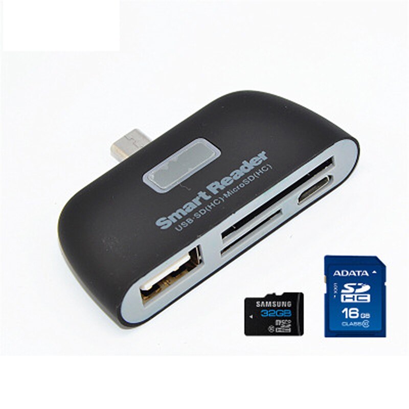 2 in 1 OTG Smart Card Reader TF SD Micro USB Charge Port USB 2.0 Date Transfer for Samsung for Andriod Phone Tablet
