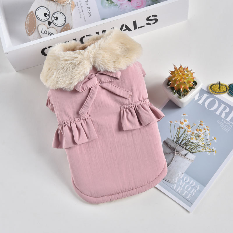 Vêtements de luxe pour animaux de compagnie, couleur rose, jaune, pour l'automne et l'hiver, ropa Para Cao, manteaux en fourrure de coton épaisse, pour animaux de compagnie: Rose / XXL