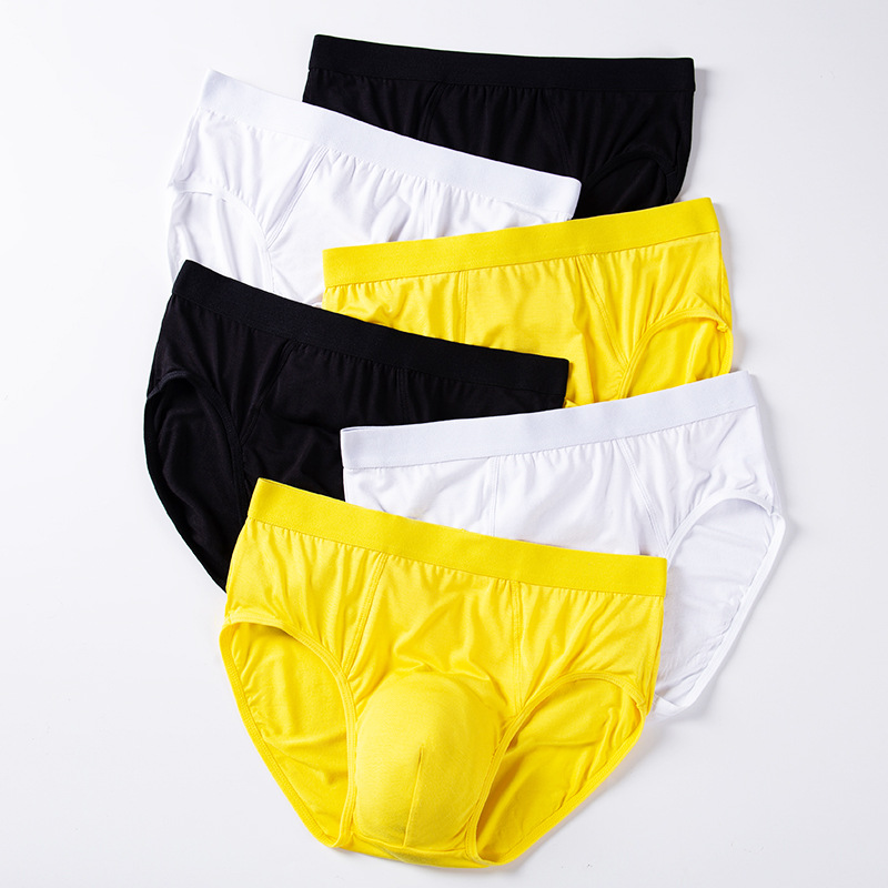 Mens Underwear Briefs Modal White Yellow Comfortable Breathable