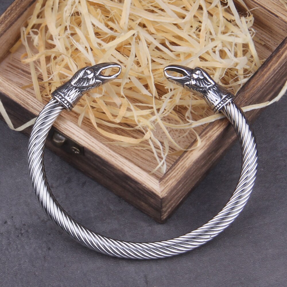 Rustfrit stål ravn armbånd indiske smykker tilbehør viking armbånd mænd armbånd manchet armbånd til kvinder armbånd: Stil 5 no kasse